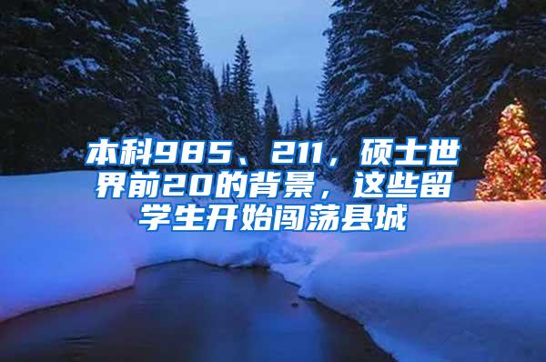 本科985、211，硕士世界前20的背景，这些留学生开始闯荡县城