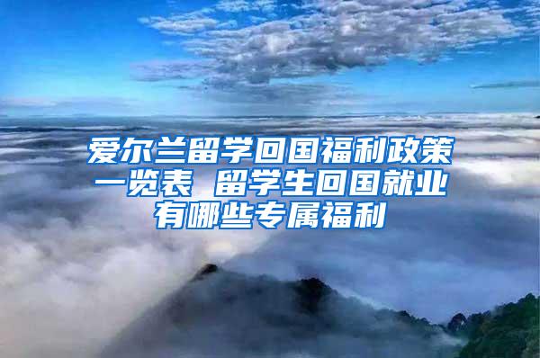 爱尔兰留学回国福利政策一览表 留学生回国就业有哪些专属福利