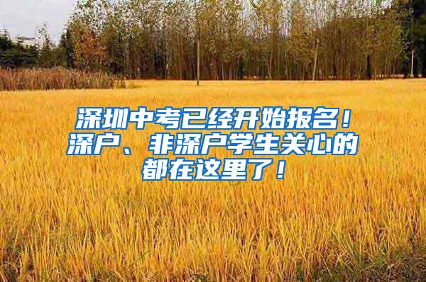 深圳中考已经开始报名！深户、非深户学生关心的都在这里了！