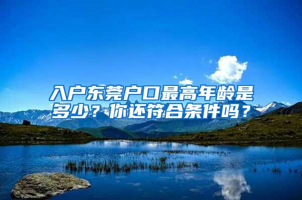 入户东莞户口最高年龄是多少？你还符合条件吗？