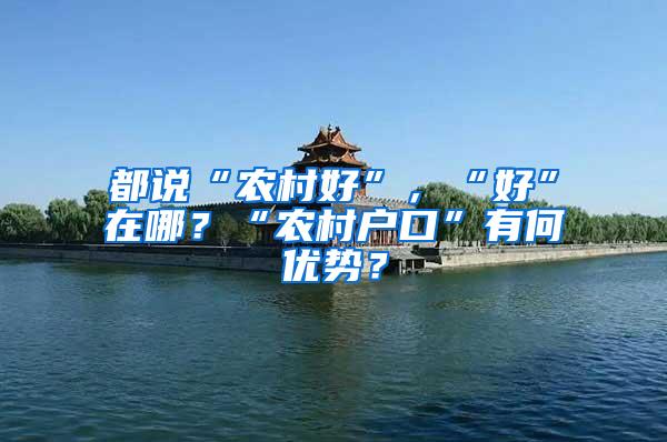 都说“农村好”，“好”在哪？“农村户口”有何优势？