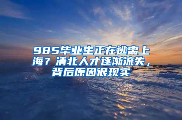 985毕业生正在逃离上海？清北人才逐渐流失，背后原因很现实