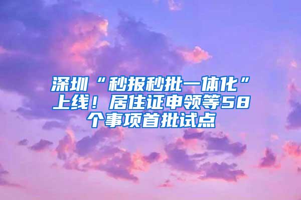 深圳“秒报秒批一体化”上线！居住证申领等58个事项首批试点