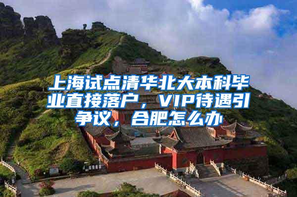 上海试点清华北大本科毕业直接落户，VIP待遇引争议，合肥怎么办