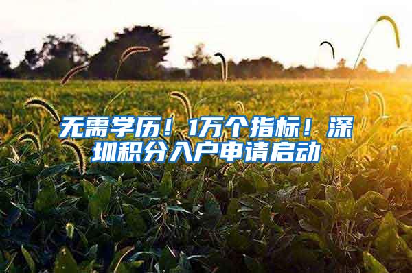 无需学历！1万个指标！深圳积分入户申请启动