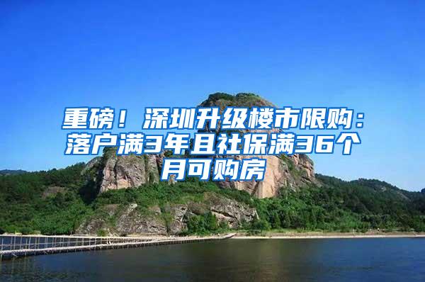 重磅！深圳升级楼市限购：落户满3年且社保满36个月可购房