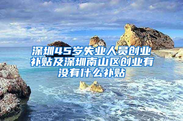 深圳45岁失业人员创业补贴及深圳南山区创业有没有什么补贴