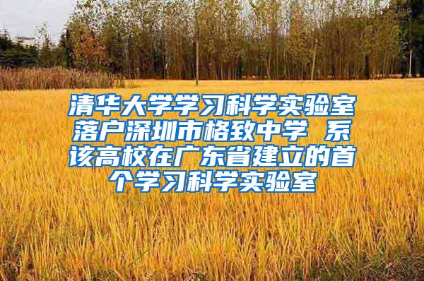 清华大学学习科学实验室落户深圳市格致中学 系该高校在广东省建立的首个学习科学实验室