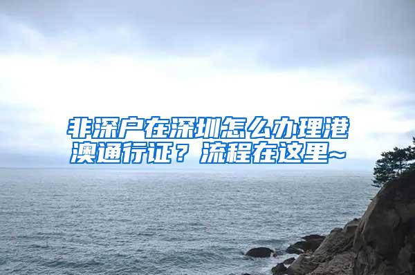 非深户在深圳怎么办理港澳通行证？流程在这里~