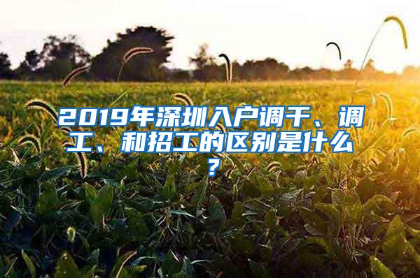 2019年深圳入户调干、调工、和招工的区别是什么？