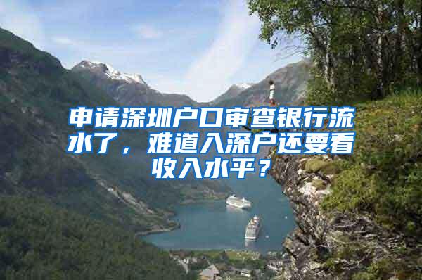 申请深圳户口审查银行流水了，难道入深户还要看收入水平？