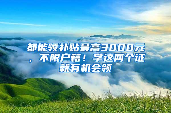 都能领补贴最高3000元，不限户籍！学这两个证就有机会领