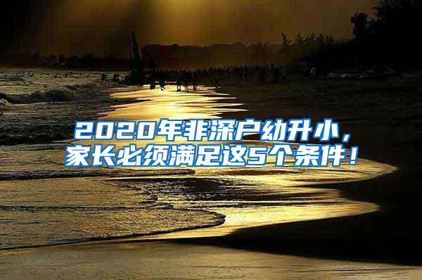 2020年非深户幼升小，家长必须满足这5个条件！