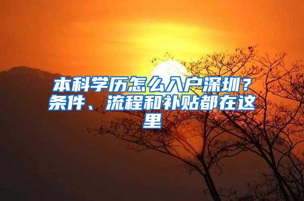 本科学历怎么入户深圳？条件、流程和补贴都在这里