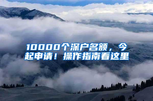 10000个深户名额，今起申请！操作指南看这里