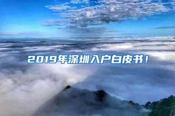 2019年深圳入户白皮书！