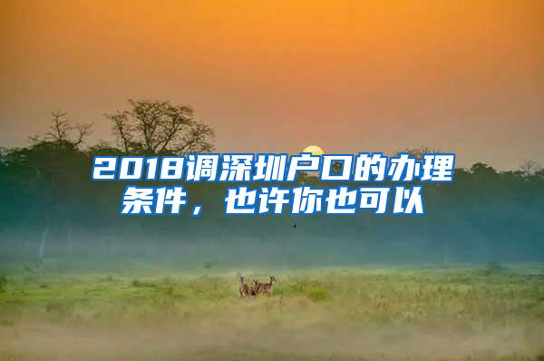 2018调深圳户口的办理条件，也许你也可以