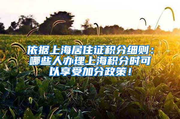 依据上海居住证积分细则：哪些人办理上海积分时可以享受加分政策！