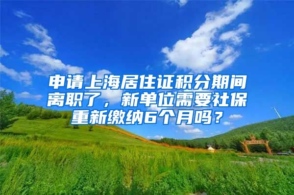 申请上海居住证积分期间离职了，新单位需要社保重新缴纳6个月吗？