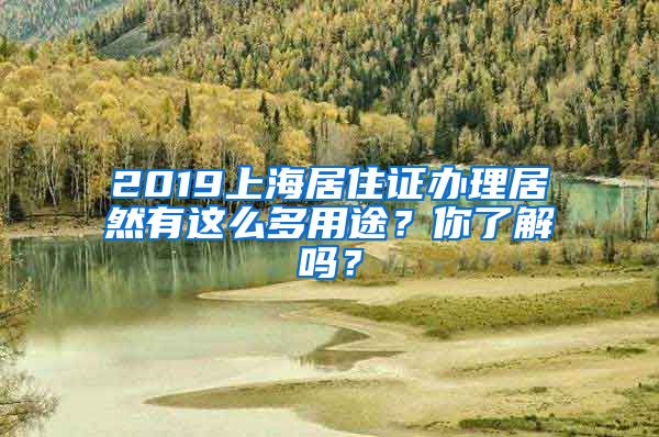 2019上海居住证办理居然有这么多用途？你了解吗？