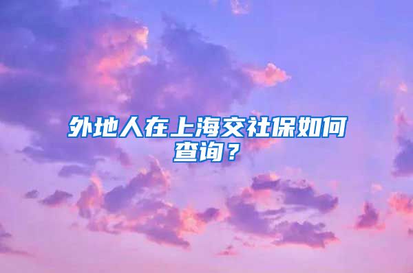 外地人在上海交社保如何查询？