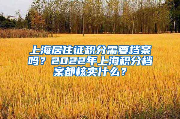 上海居住证积分需要档案吗？2022年上海积分档案都核实什么？