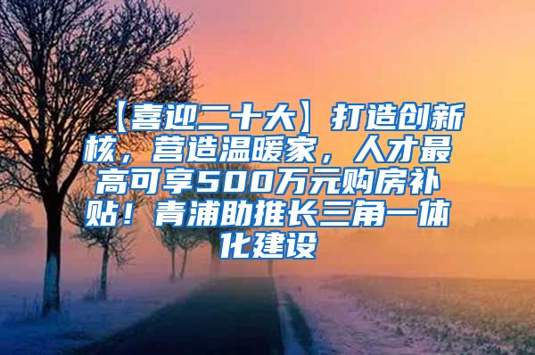 【喜迎二十大】打造创新核，营造温暖家，人才最高可享500万元购房补贴！青浦助推长三角一体化建设