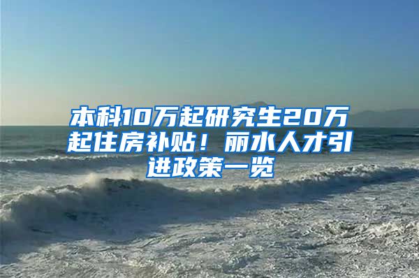 本科10万起研究生20万起住房补贴！丽水人才引进政策一览