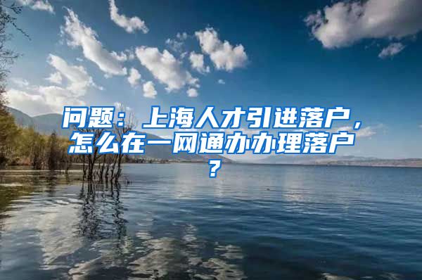 问题：上海人才引进落户，怎么在一网通办办理落户？
