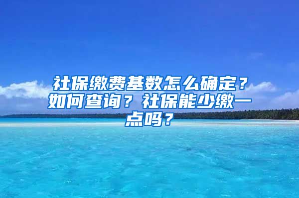 社保缴费基数怎么确定？如何查询？社保能少缴一点吗？