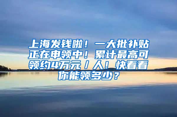 上海发钱啦！一大批补贴正在申领中！累计最高可领约4万元／人！快看看你能领多少？