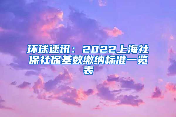 环球速讯：2022上海社保社保基数缴纳标准一览表