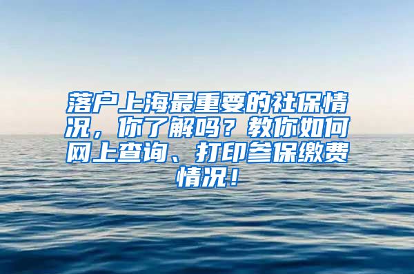 落户上海最重要的社保情况，你了解吗？教你如何网上查询、打印参保缴费情况！