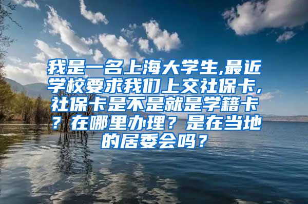 我是一名上海大学生,最近学校要求我们上交社保卡,社保卡是不是就是学籍卡？在哪里办理？是在当地的居委会吗？