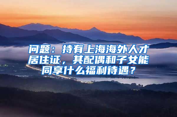问题：持有上海海外人才居住证，其配偶和子女能同享什么福利待遇？