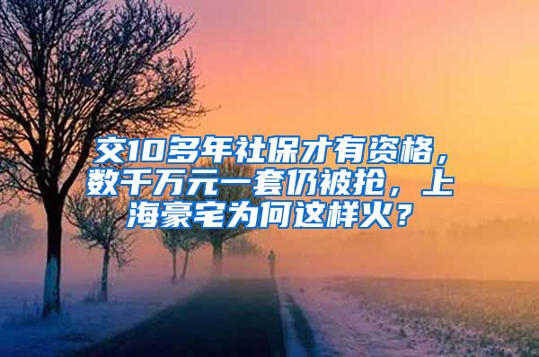 交10多年社保才有资格，数千万元一套仍被抢，上海豪宅为何这样火？