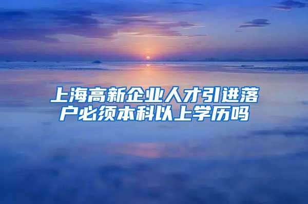 上海高新企业人才引进落户必须本科以上学历吗