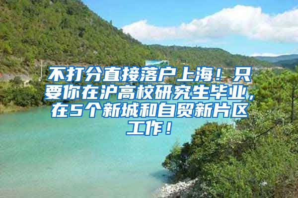 不打分直接落户上海！只要你在沪高校研究生毕业，在5个新城和自贸新片区工作！