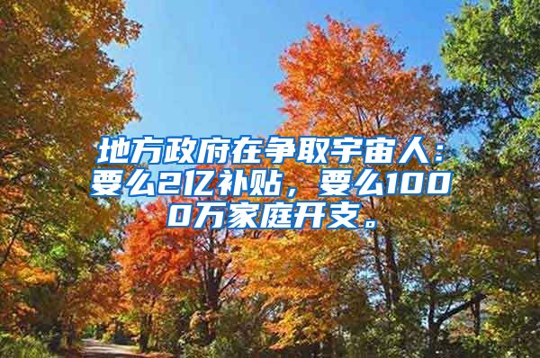 地方政府在争取宇宙人：要么2亿补贴，要么1000万家庭开支。