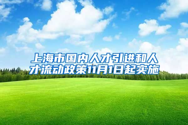 上海市国内人才引进和人才流动政策11月1日起实施