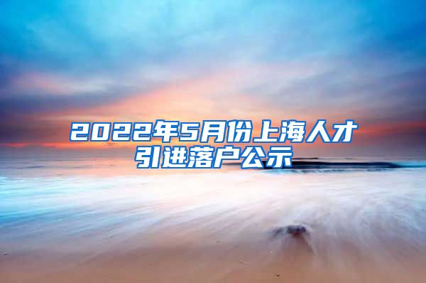 2022年5月份上海人才引进落户公示