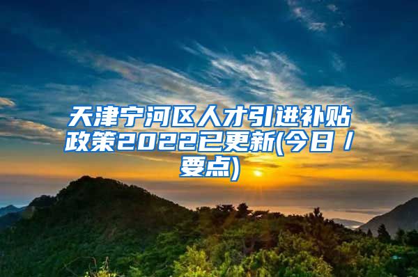 天津宁河区人才引进补贴政策2022已更新(今日／要点)