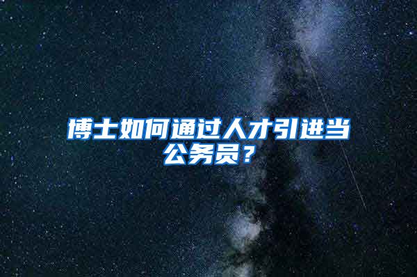 博士如何通过人才引进当公务员？