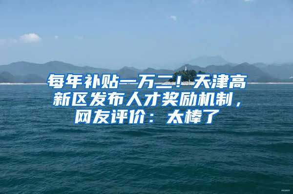 每年补贴一万二！天津高新区发布人才奖励机制，网友评价：太棒了