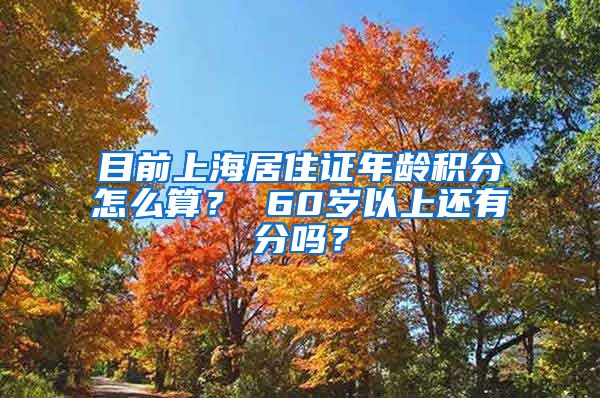 目前上海居住证年龄积分怎么算？ 60岁以上还有分吗？