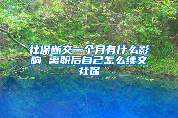 社保断交一个月有什么影响 离职后自己怎么续交社保