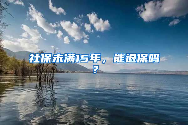 社保未满15年，能退保吗？