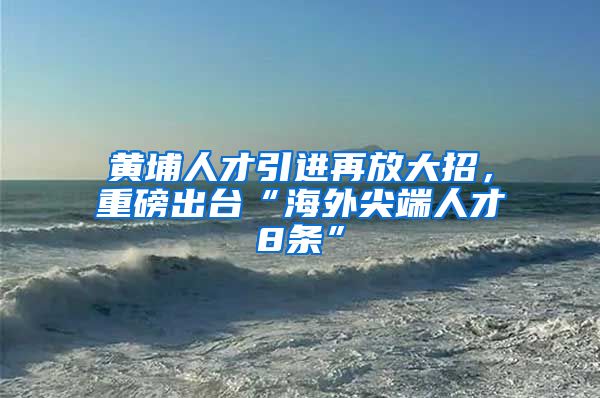 黄埔人才引进再放大招，重磅出台“海外尖端人才8条”