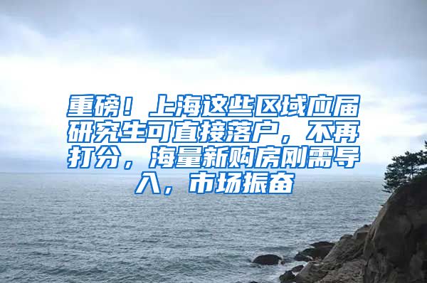 重磅！上海这些区域应届研究生可直接落户，不再打分，海量新购房刚需导入，市场振奋