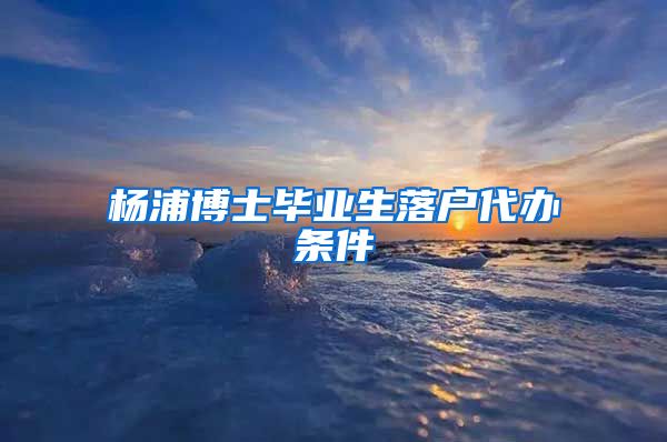 杨浦博士毕业生落户代办条件